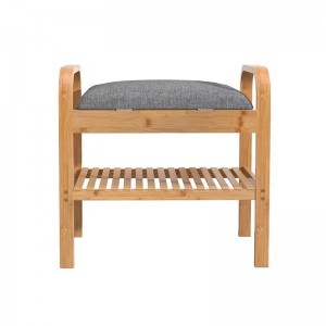 Коридор Дисплей рафт Организатор за съхранение на багажника за обувки за обувки бамбук пейка за обувки